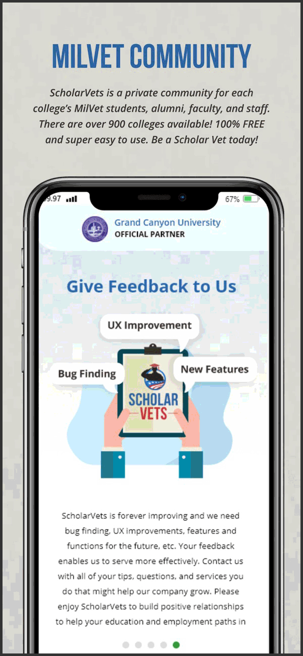 ScholarVets app Functionality